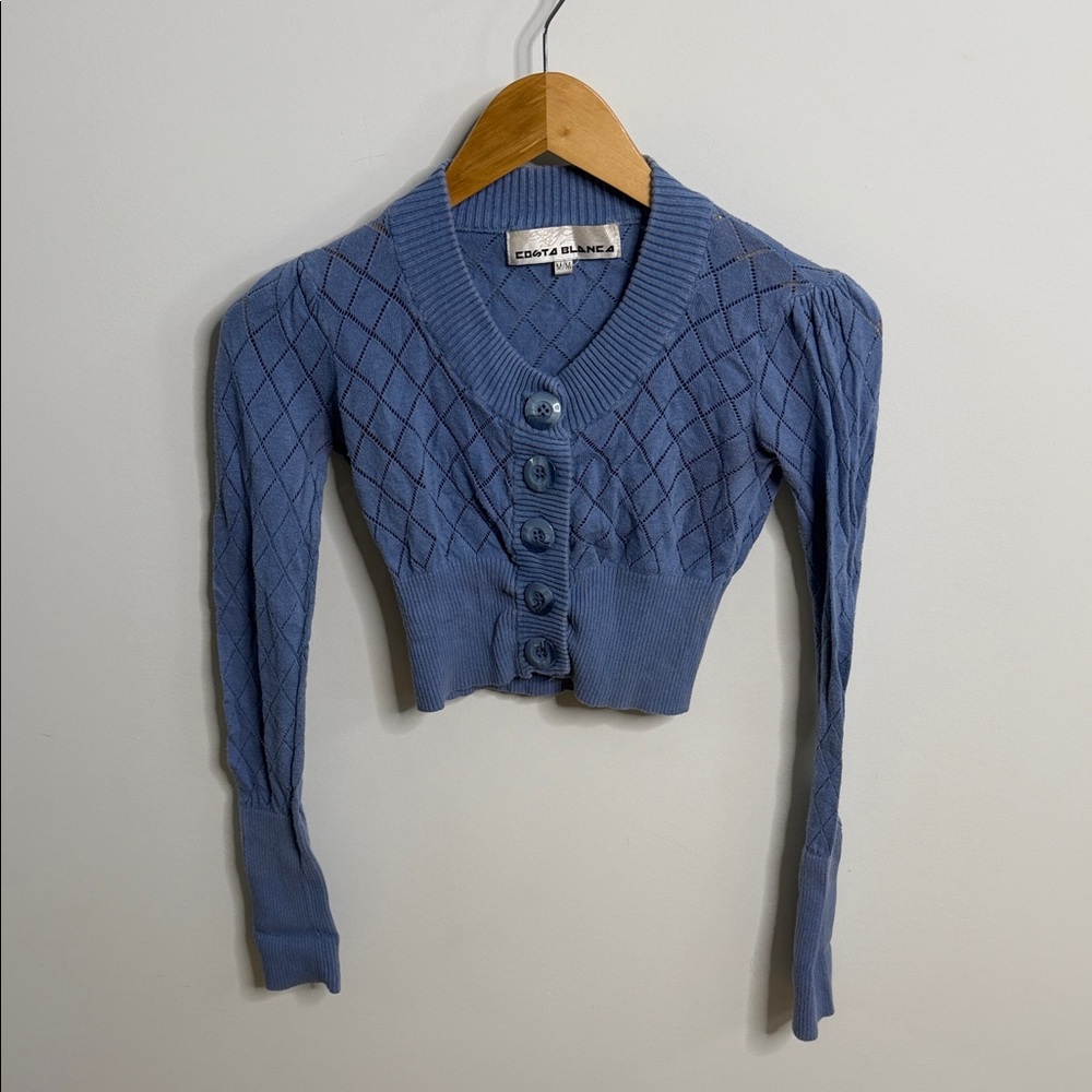 Costa Blanca Diamond Knit Blue Cardigan